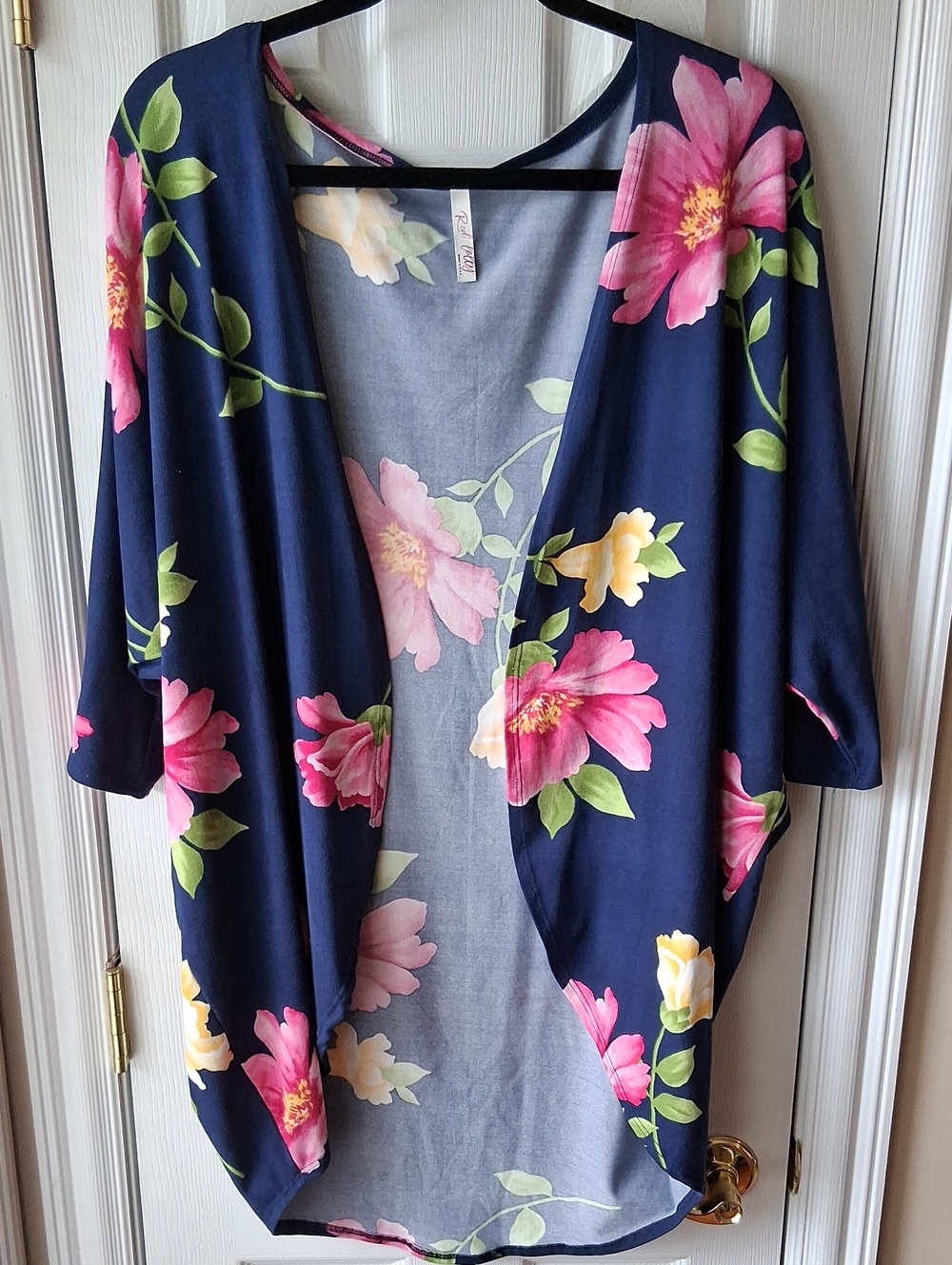 Red Lolly Floral Open-Front Kimono Cardigan Beach Cover Up Top